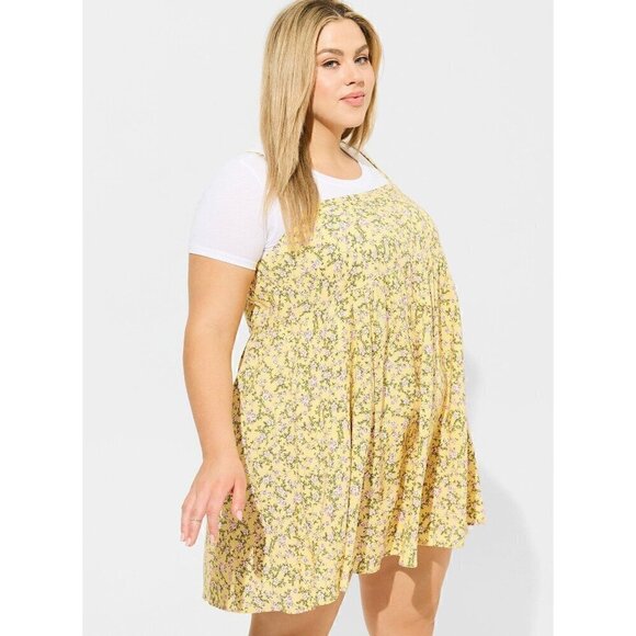 Torrid Yellow Floral Sleeveless Sundress, 2, 2X, 18-20 - Picture 3 of 8